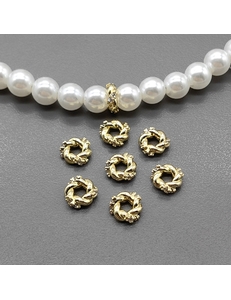 Бусины Разделители спейсеры с фианитами, 6.5 мм, позолота, шт