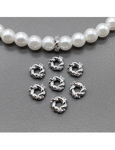 Бусины Разделители спейсеры с фианитами, 6.5 мм, родий, шт