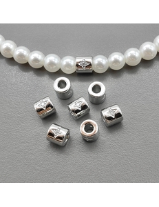 Бусина труба, 6*6 мм, родий, шт