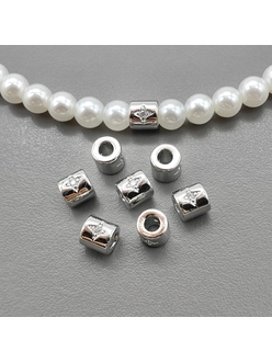 Бусина труба, 6*6 мм, родий, шт