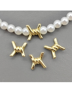 Бусина узелок, 12*5 мм, позолота, шт