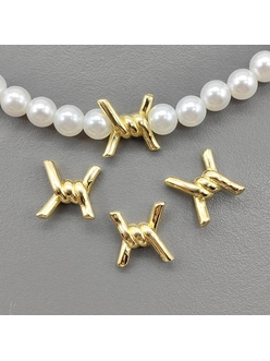 Бусина узелок, 12*5 мм, позолота, шт