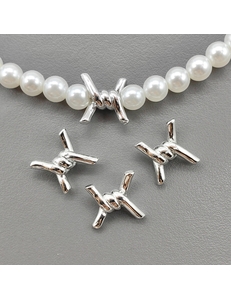 Бусина узелок, 12*5 мм, родий, шт