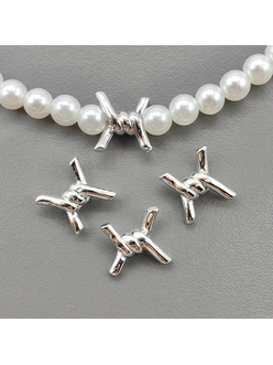 Бусина узелок, 12*5 мм, родий, шт