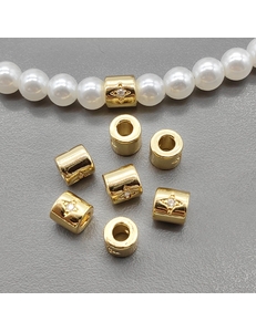 Бусина труба, 6*6 мм, позолота, шт