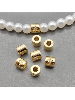 Бусина труба, 6*6 мм, позолота, шт