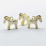 Подвеска лошадка с белой эмалью, 14*12 мм, позолота