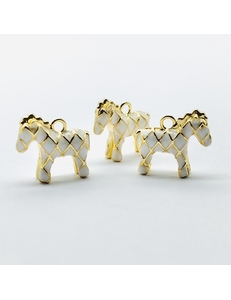 Подвеска лошадка с белой эмалью, 14*12 мм, позолота