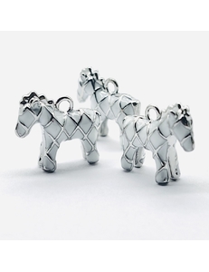 Подвеска лошадка с белой эмалью, 14*12 мм, родий