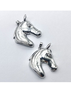 Подвеска голова лошади с фианитами, 25*23 мм, родий
