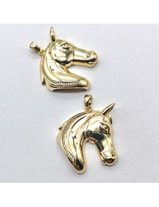 Подвеска голова лошади с фианитами, 25*23 мм, позолота