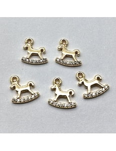 Подвеска лошадка качалка с фианитами, 10 мм, позолота