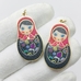 Подвеска Матрешка с черной микс эмалью, 20*35 мм, позолота