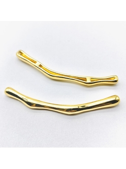 Бусина Труба фриформ, 65*5 мм, позолота