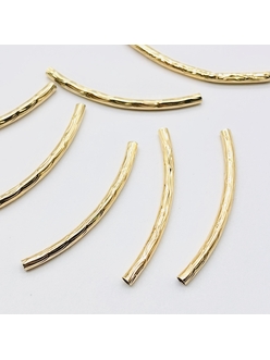 Бусина Трубочка Дуга, 30*1.8 мм, позолота