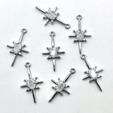 Подвески искра с фианитами, 21*12 мм, родий