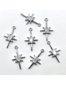 Подвески искра с фианитами, 21*12 мм, родий