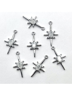 Подвески искра с фианитами, 21*12 мм, родий