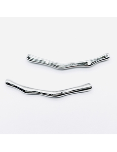 Бусина Труба фриформ, 65*5 мм, родий