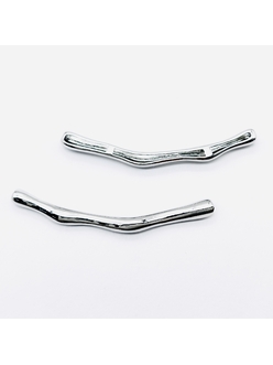 Бусина Труба фриформ, 65*5 мм, родий