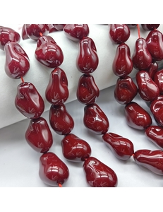 Жемчуг майорка, Барокко, 22*15 мм, темно-красный, нитка