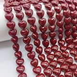 Жемчуг майорка, сердце, 12 мм, темно-красный, нитка