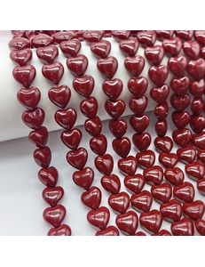 Жемчуг майорка, сердце, 12 мм, темно-красный, нитка