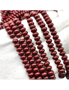 Жемчуг майорка, рондель, 8*6 мм, темно-красный, нитка