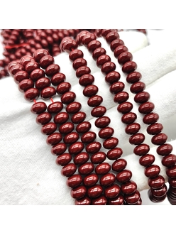 Жемчуг майорка, рондель, 8*6 мм, темно-красный, нитка