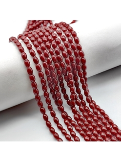 Жемчуг рисовый Майорка, 4*6 мм, темно-красный, нитка
