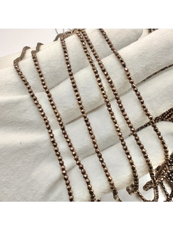 Бусина Гематит, круг граненный, 2.2 мм, коричневый, нитка