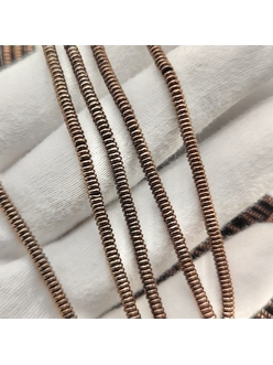 Бусина Гематит, тонкие рондели, 3*1 мм, коричневый, нитка