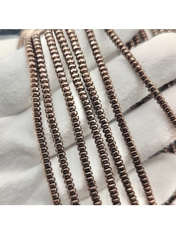 Бусина Гематит, рондели, 3*1.8 мм, коричневый, нитка