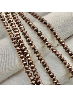 Бусина Гематит, рондели граненный, 3*2 мм, коричневый, нитка