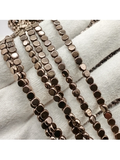 Бусина Гематит, таблетка, 4 мм, коричневый, нитка