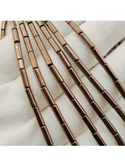 Бусина Гематит, трубочка, 9*3 мм, коричневый, нитка