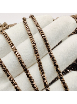 Бусина Гематит, многогранник, 3 мм, коричневый, нитка