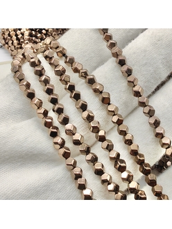 Бусина Гематит, многогранник, 4 мм, коричневый, нитка