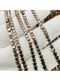 Бусина Гематит, звезды, 4 мм, коричневый, нитка