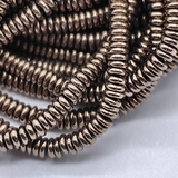 Бусина Гематит, тонкие рондели, 3*1 мм, коричневый, нитка