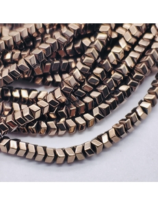 Бусина Гематит, многогранник, 3 мм, коричневый, нитка