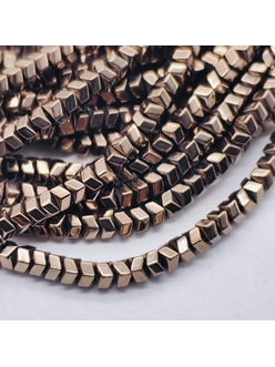 Бусина Гематит, многогранник, 3 мм, коричневый, нитка