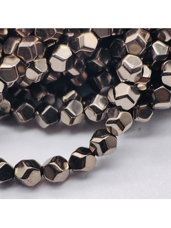 Бусина Гематит, многогранник, 7 мм, коричневый, нитка