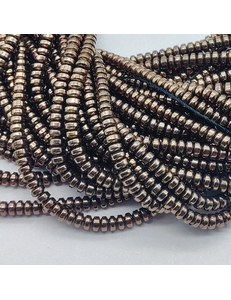 Бусина Гематит, рондели, 3*1.8 мм, коричневый, нитка