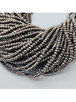 Бусина Гематит, рондели граненный, 3*2 мм, коричневый, нитка