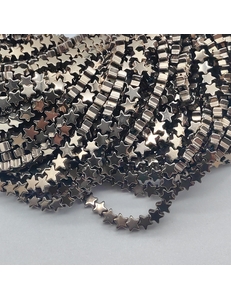 Бусина Гематит, звезды, 4 мм, коричневый, нитка