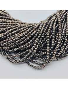 Бусина Гематит, круг граненный, 2.2 мм, коричневый, нитка