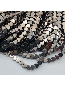 Бусина Гематит, сердце, 4 мм, коричневый, нитка