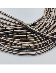 Бусина Гематит, трубочка, 9*3 мм, коричневый, нитка