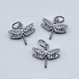 Подвеска Стрекоза с фианитами, 10*12 мм, родий